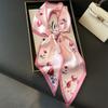 Rose Double Scarf Decorative Silk Scarf Commuting Spring And Summer Diagonal Hair Scarf Versatile Thin Narrow Streamer New