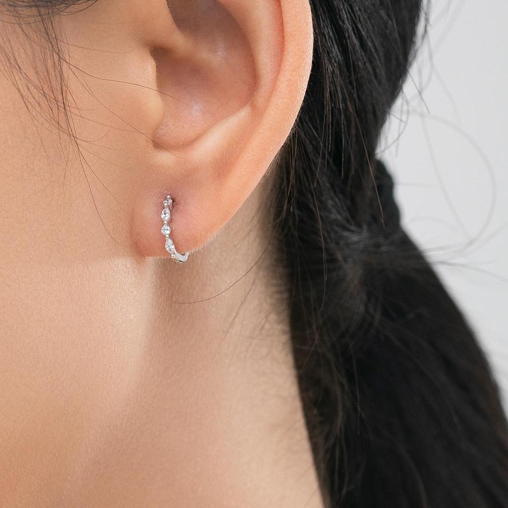 MODIAN Твердые серьги-кольца из стерлингового серебра 925 пробы с круглым ромбом и бирюзой, модная пряжка для ушей с платиновым покрытием для женщин, ювелирные изделия