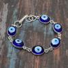 Синий сглаза драгоценный камень стерлингового серебра 925 пробы замечательный ювелирный браслет ручной работы