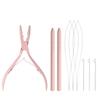 Hair Extension Tool Kit Microlink Pliers for Feathers Extensions Loop Tools Hair Threader Pulling Needle Micro Link Beads Closer