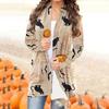Halloween Jacket Long Sleeve Open Stitch Soft Stylish Cat Printed Pumpkin for Party