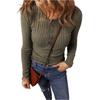 Women's Fashionable Solid Color Long Sleeved Button Casual Base Shirt Pullover T-shirt Top