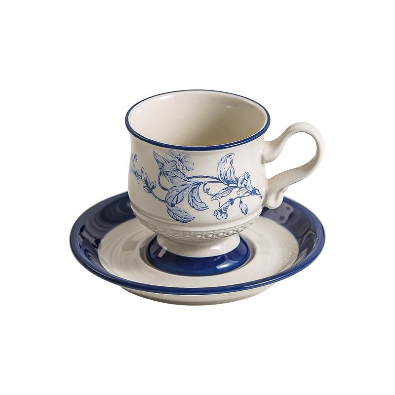 Керамическая кофейная чашка и набор тарелок, винтажная французская кружка для латте