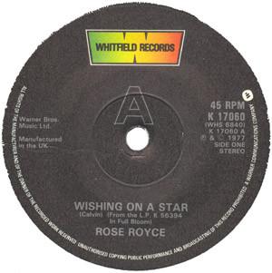 7-дюймовая пластинка ROSE ROYCE - Wishing On A Star K17060 Whitfield Recor 1977 UK Soul/Funk Б/у