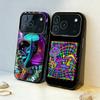 P-Психоделичный C-Цветной M-Грибной Чехол Для Телефона Для iPhone17,16,15,14,13,12,11,Pro,MAX Серый Матовый Силиконовый Черный Чехол