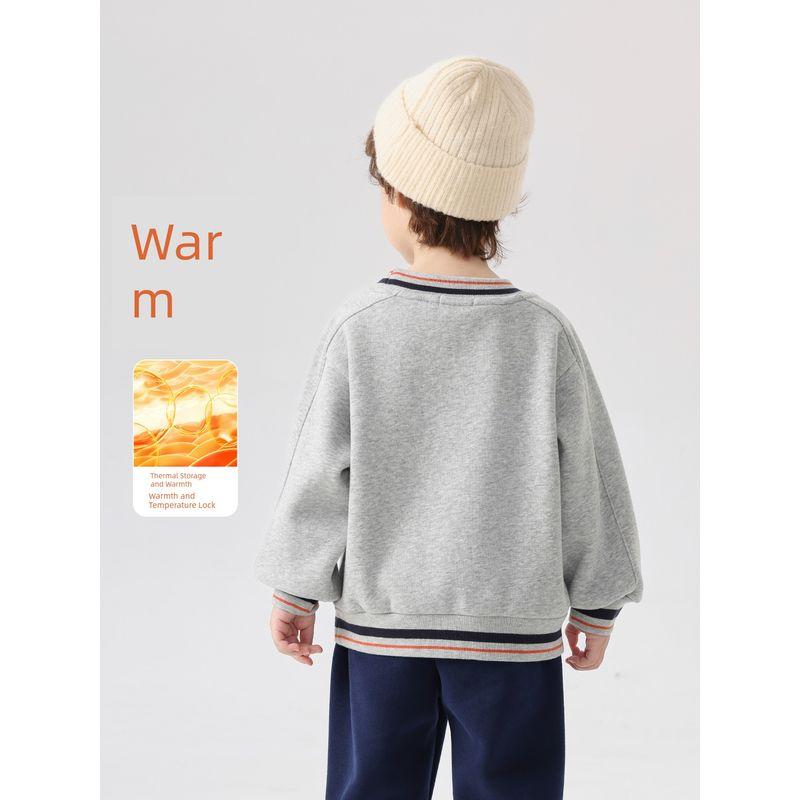 Boys' Fleece Sweatshirt Winter Clothing Baby Fleece-Lined Clothes 2025 New Autumn and Winter Children's Clothing Kids' Winter Tops