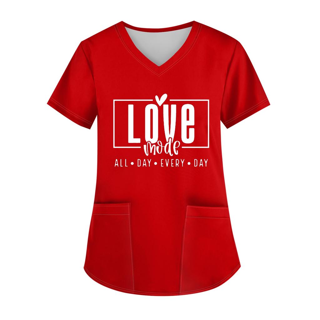 Женский свободный облегающий топ с принтом рождественского снеговика и V-образным вырезом, короткими рукавами и карманами