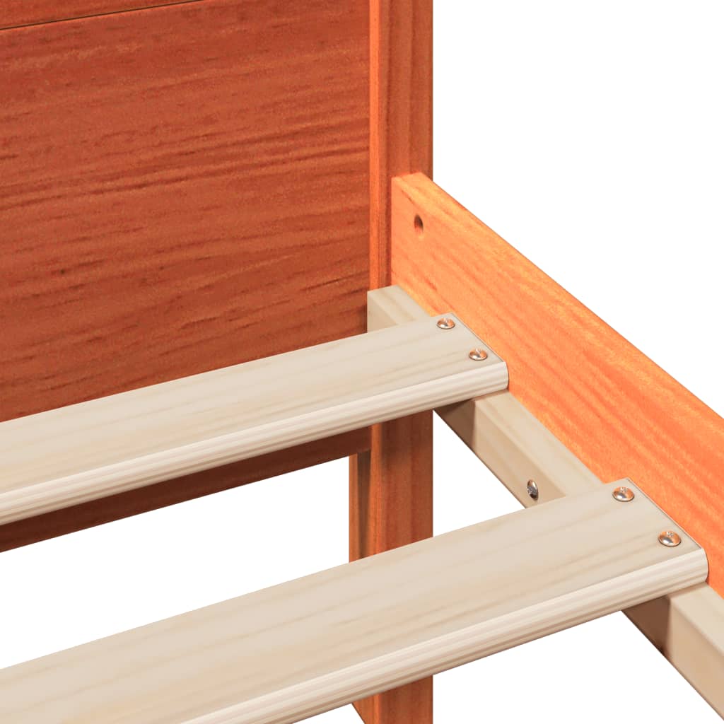 Solid Wood Bed without Mattress Wax Brown 120 x 190 cm Pine Wood