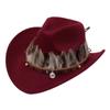 Feather Ethnic Style Top Hat Upturned Edge Western Cowboy Hat Guoluo Tibetan Tibetan Jazz Hat Hat