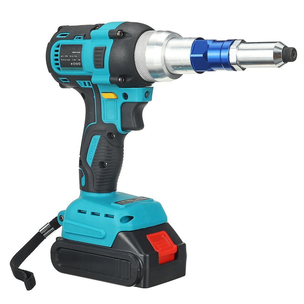 10000N щеточный электрический пистолет для заклепок, беспроводной пистолет для заклепок, гайка, дрель, клепальный инструмент, отвертка 2,4-5 мм для батареи Makita 18 В