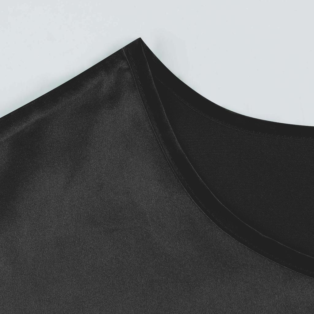 Женские повседневные топы без рукавов, однотонные атласные универсальные рубашки с круглым вырезом, топы