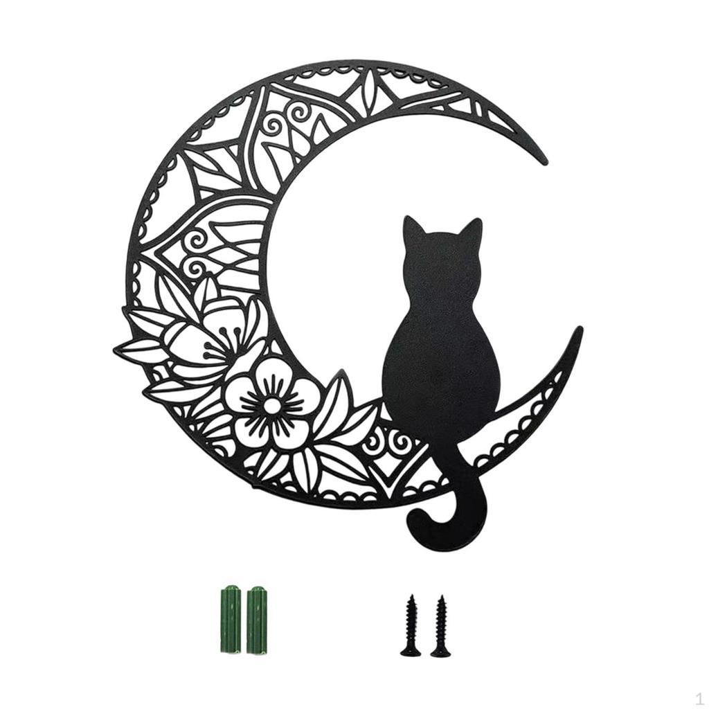 Black Decor Cat Silhouette Minimalist Modern 11.81inch Wall for Indoor Bedroom Balcony Corridor