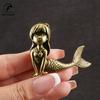 Retro Brass Beautiful Mermaid Princess Figurines Miniatures Desktop Ornament Home Decorations Crafts Accessories Children Gifts