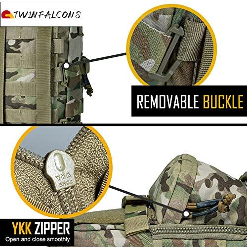 TWINFALCONS Water Bag, Tactical Pouch, Hydration Pack, Military Style, 500D Nylon, Molle Water Bottle Pouch, Large Capacity Storage, Multi-Pockets, Mu