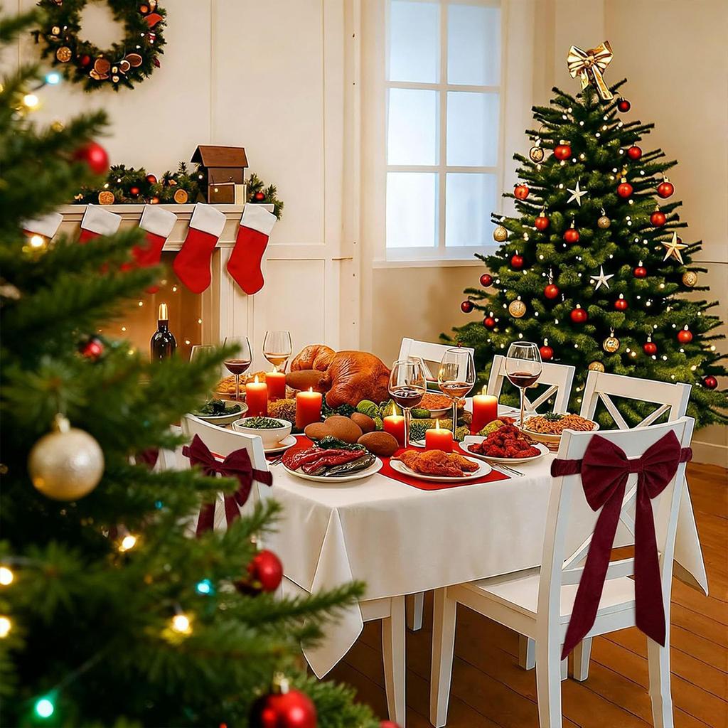 Burgundy Velvet Chair Sashes For Christmas Day Decorations Soft And Elegant Christmas Burgundy Velvet Chair Sashes