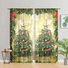 2 Pieces, Christmas Tree Curtains -30% Blackout - Suitable for Living Room, Bedroom, Kitchen, Home Decoration