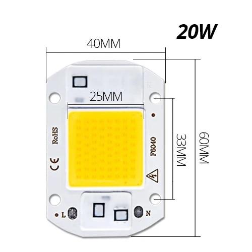 Светодиодный чип COB-ламповый шарик 20 Вт 30 Вт 50 Вт светодиодный 220 В 110 В Smart IC не требует драйвера DIY прожектор светодиодный матричный прожектор уличный чип-ламповый светильник