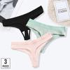 3Pcs Women's Panties Female Sexy Thong Striped Solid Underpants Low-Waist Thongs Girl Comfortable Briefs Cotton Underwear