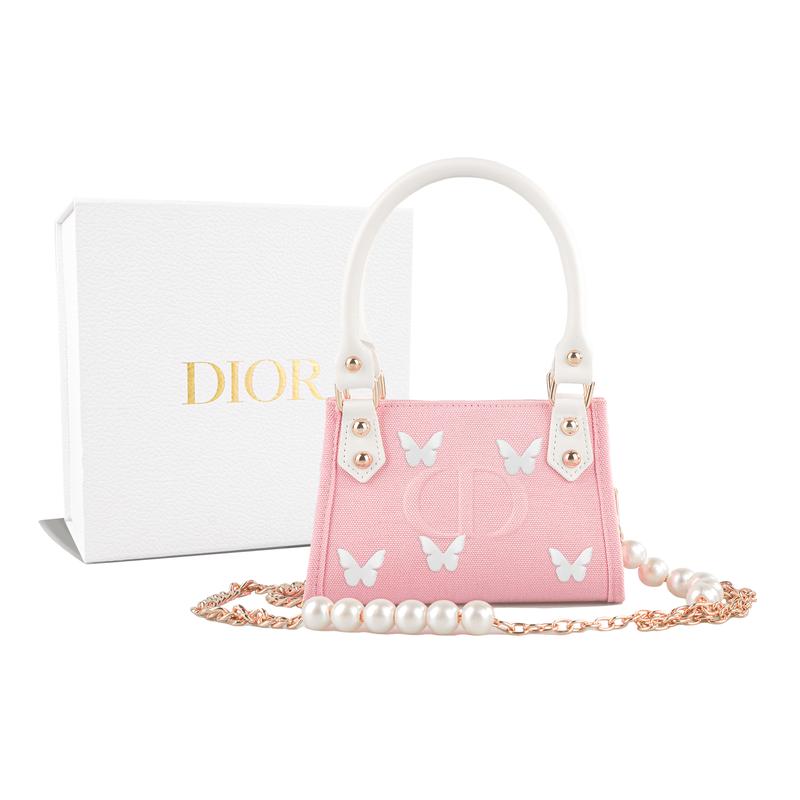 Dior Стиль DIY Косметичка РИСК Чжуан Шэн Сяомэн Сумка через плечо холщовая бабочка розово-белая