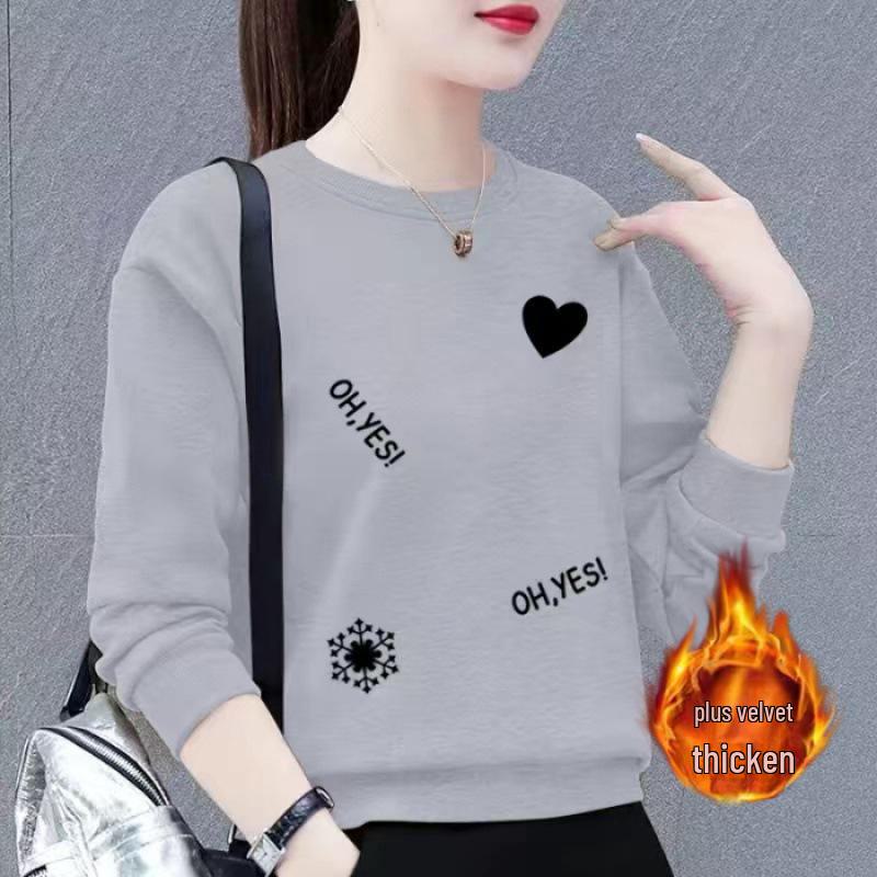 Женская толстовка Huamian больших размеров с бархатной подкладкой - повседневная куртка-пуловер свободного кроя на осень/зиму 2023 года