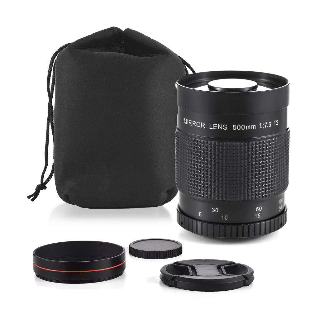 Телеобъектив с зеркальным зеркалом 500 мм F/7,5, сменное Т-образное крепление для Canon Nikon Sony Fujifilm Olympus