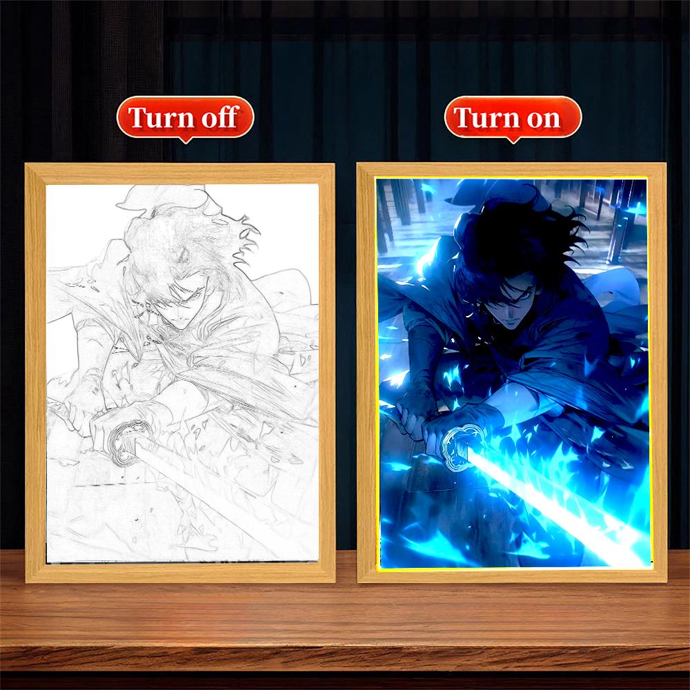 Anime Figure League of Legends Figures Light Painting Photo Frame Night Light Action Figures Gaming Room Decor Christmas Gifts