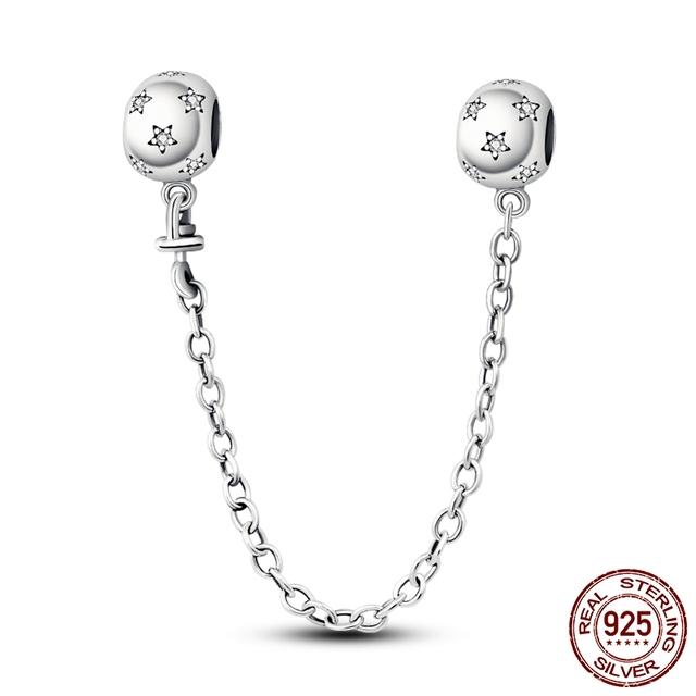 Цирконовая защитная цепочка, подвески, бусины, подходят для оригинального модного стильного браслета, ювелирные изделия из стерлингового серебра 925 пробы, висячие изделия