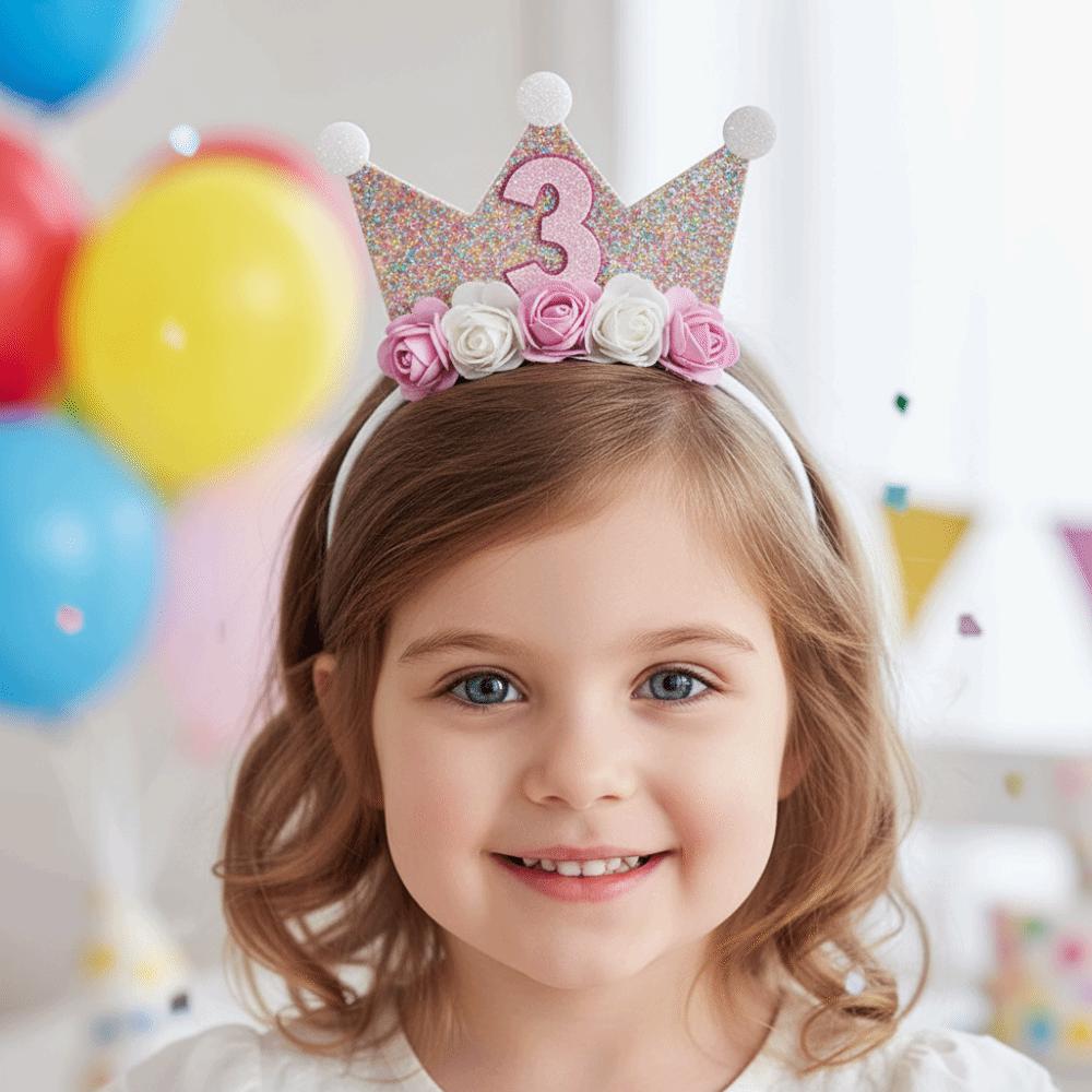 Детская повязка на голову Цветочная корона для девочек 2-6 лет Блестящая повязка на голову Принцессы Милый аксессуар для волос