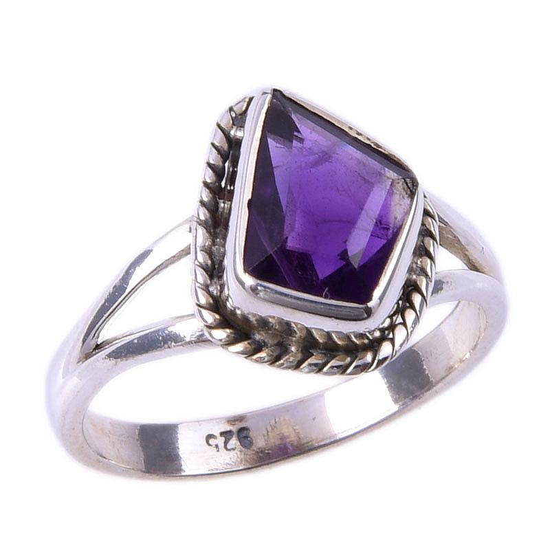 Натуральный африканский аметист, драгоценный камень, 925 стерлинговое серебро, кольцо для подарка, размер 6 b1J99