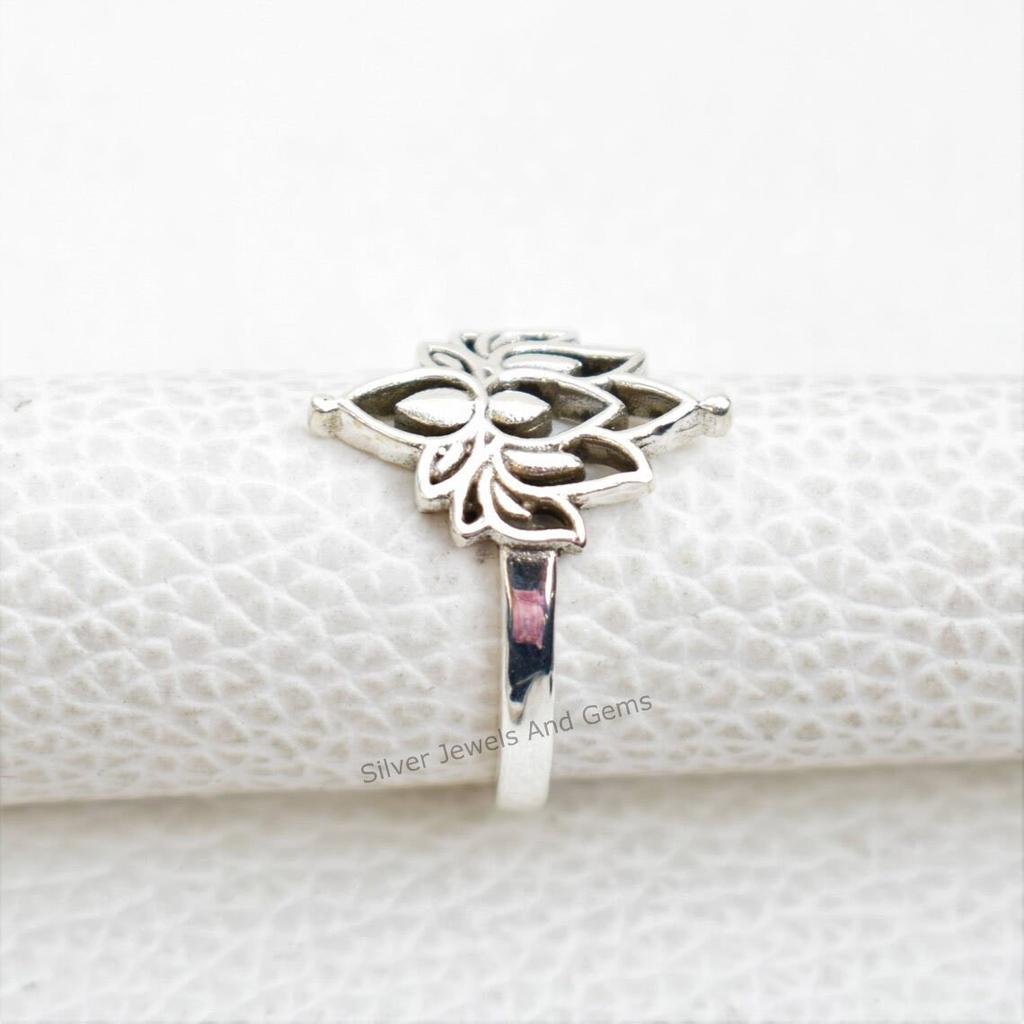 Handmade 925 Sterling Silver Lotus Ring: Promise Ring