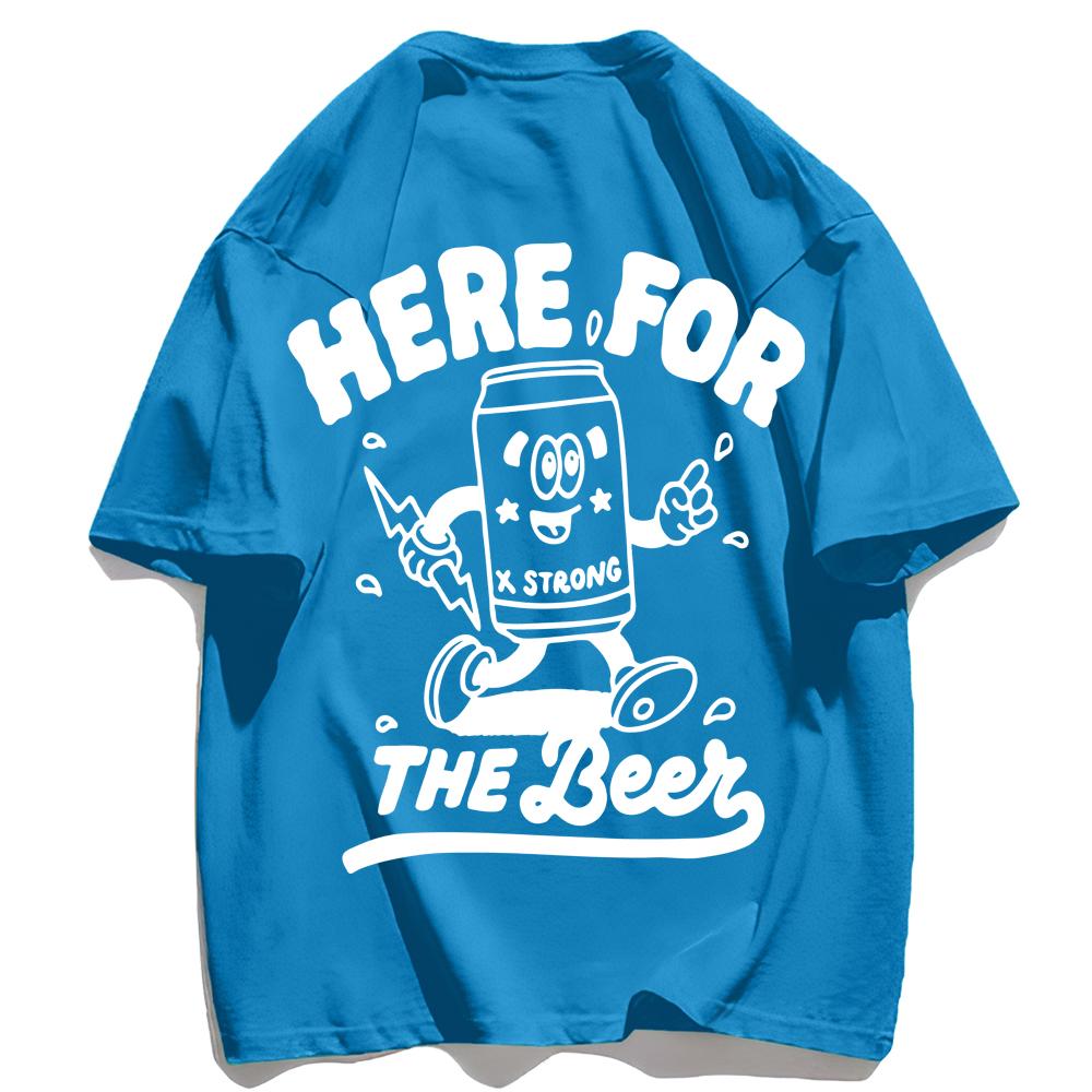 Summer Unisexs Letter Beer Printed Round Neck Tshirt Unisex Street Outdoor Holiday Loose 100 Pure Cotton Short Sleeved Shirt