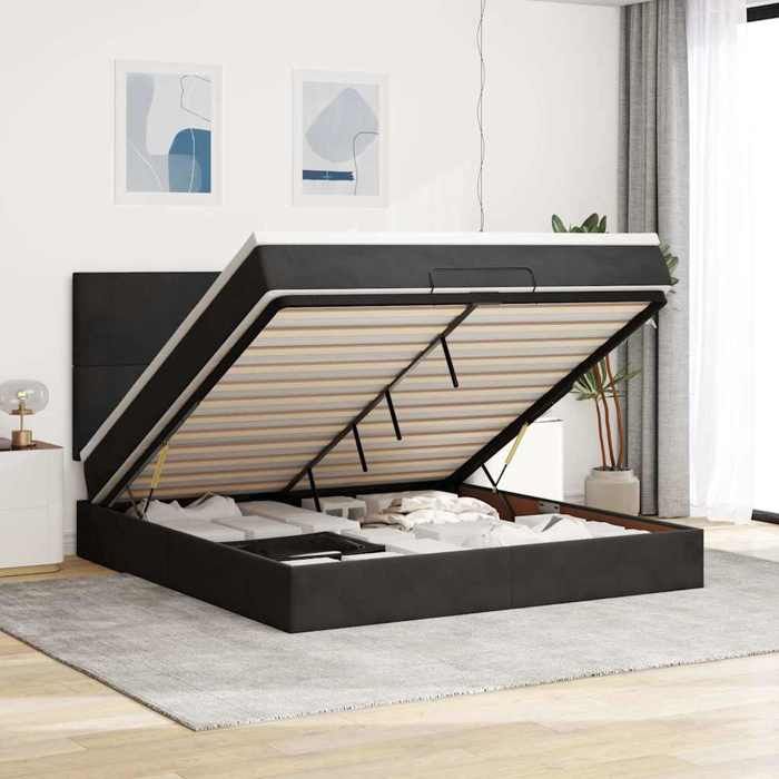 Maison Exclusive - Cadre de lit ottoman avec matelas noir 160x200 cm velours