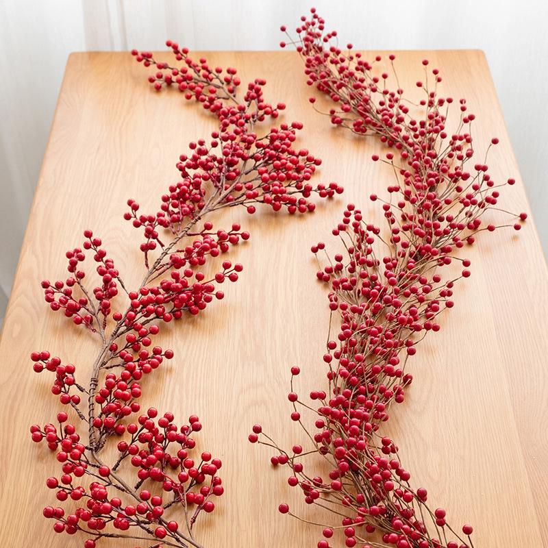 Red Fruit Christmas Vine & Ornament for Window Display