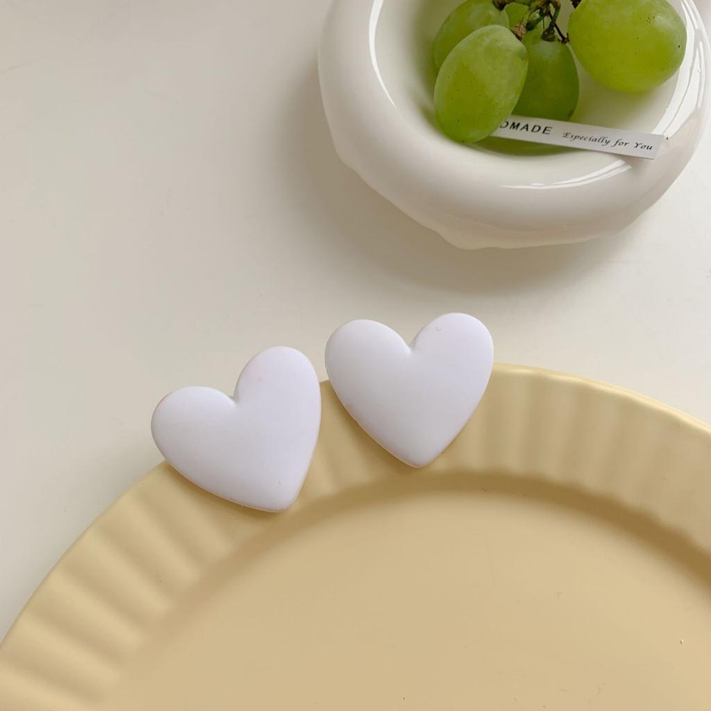 Fashion Creative Trendy Temperament Acrylic Vintage Heart Stud Earring 925 Sterling Silver