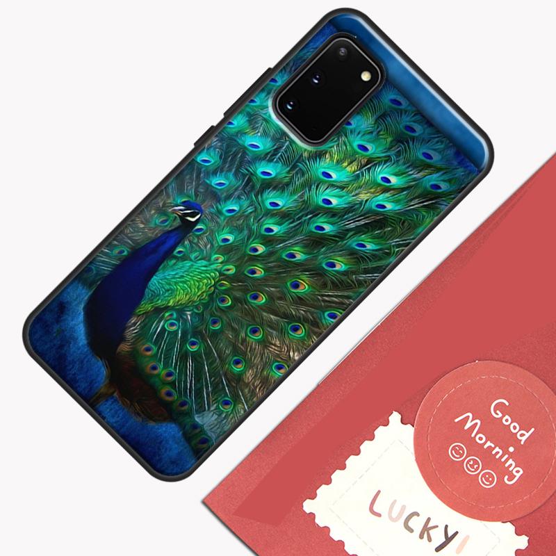 Bird Peacock Feather Case For Samsung Galaxy S22 S21 S23 Ultra Note 20 S8 S9 S10 Note 10 Plus S20 FE Back Cover