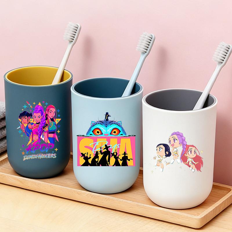 KPop Demon Hunters Hot Movies Water Cup Toothbrush Cup Cartoon Anime Mouthwash Cup Children's Water Cups Boy Girl Birthday Gifts