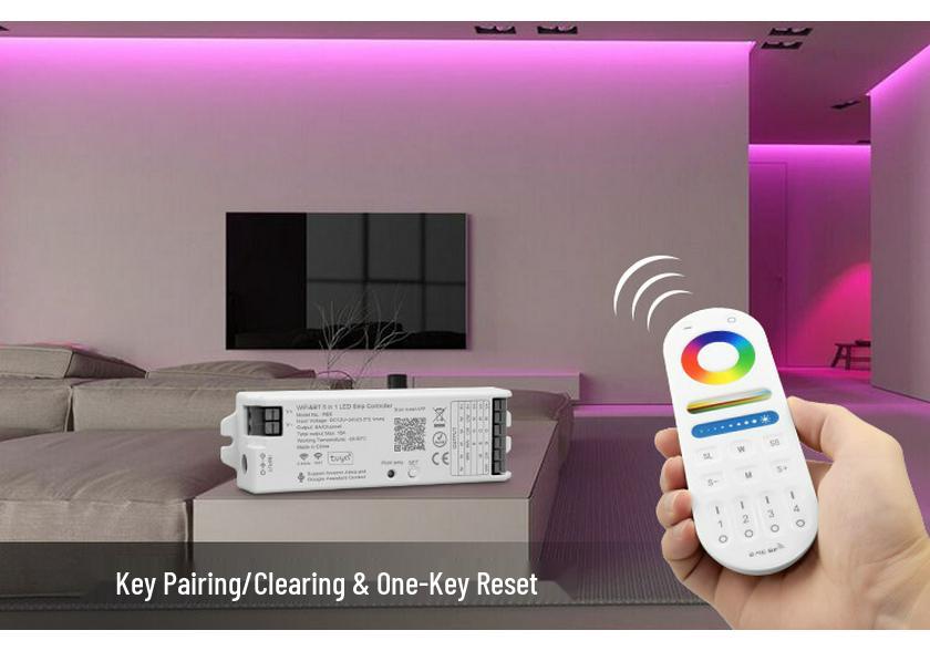 5-в-1 WiFi LED-лента Контроллер с поддержкой голосового управления Alexa и WB5 WiFi Управление