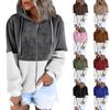 Women's Fashionable Warm Fleece Solid Color Hoodie Zipper Pocket Casual Jacket