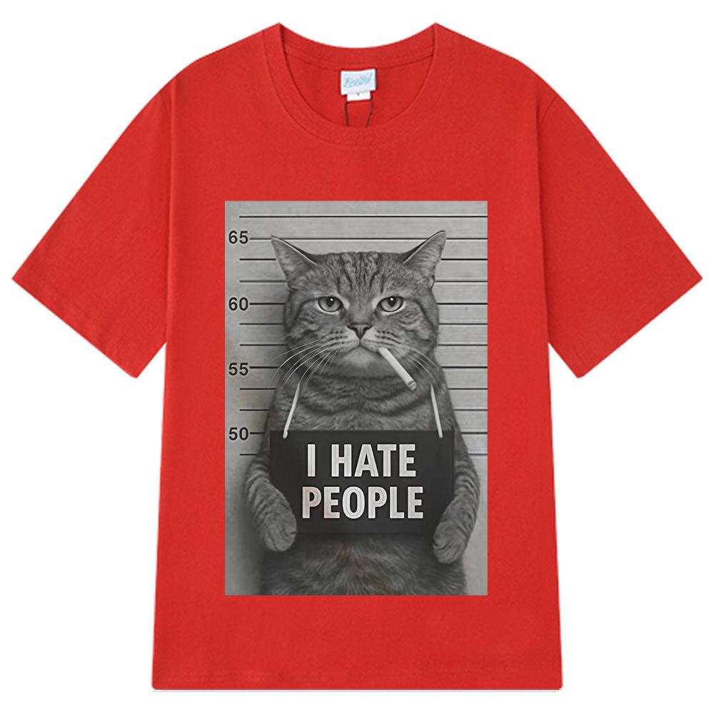 2026 Summer Cotton Printed TShirt Mugshot Cat Meme Graphic Tee Unisex WOMEN Plus Size Loose Casual Hip Hop Rap Breathable Top