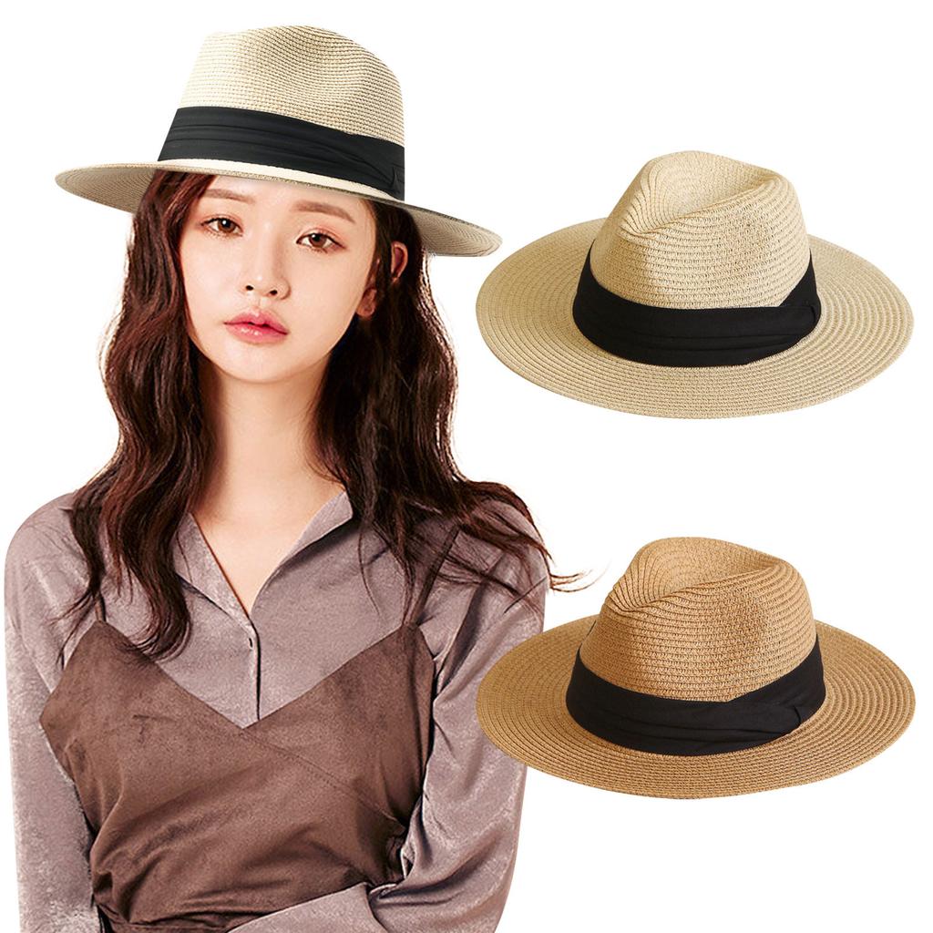 Hat Sun Hats For Women Men Wide Fedora Straw Beach Hat Couple Beach Hat