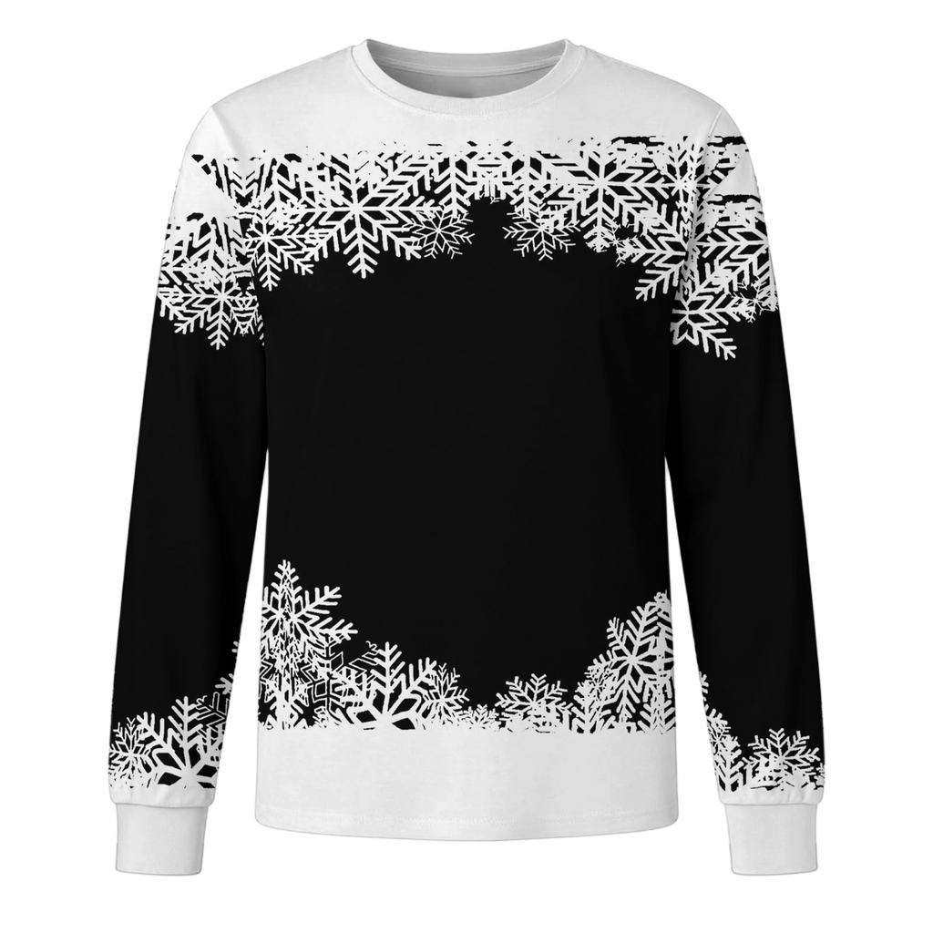 Men's Christmas Printed Imitation Cotton Long-sleeved Shirt