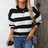 Женский пуловер в полоску, осенне-зимний новый ретро свободный свитер с круглым вырезом и кабельной вязкой, топ
