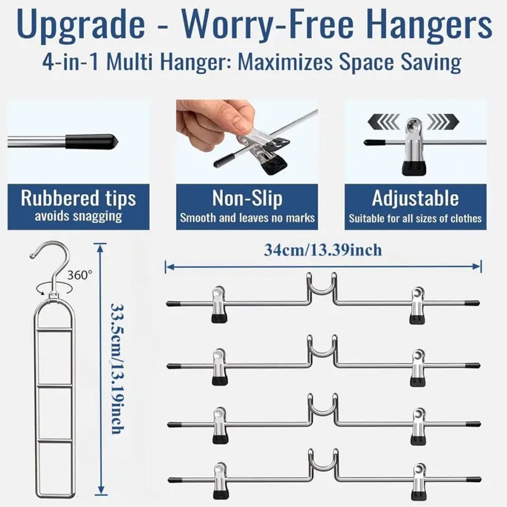 Non Slip Tips Multi Layer Hanger Metal Skirt Hanger New Trouser Hanger Closet Organization