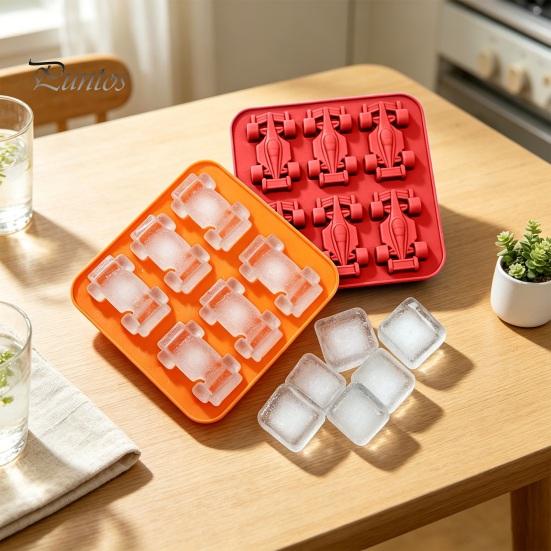 Silicone Baking Molds for Kids Racing Car Ice Mold, 6 Cavity 3D Cake Candy Jelly Easy to Clean Tray, Food Grade Flexible Mold Chocolate Soap,