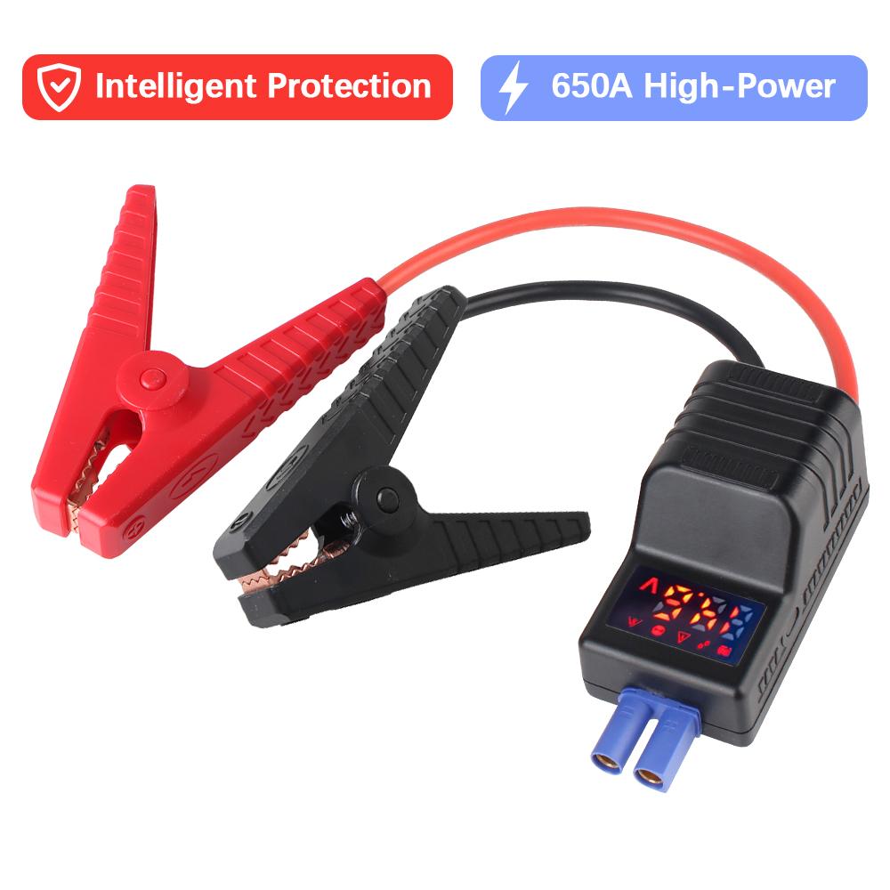 Emergency Jumper Cable Clip 650A 12V With EC5 Plug Connector Intelligent Clamp Booster Anti Reverse Connection