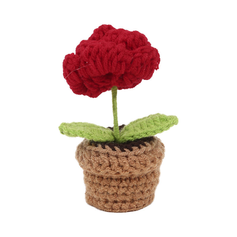 Миниатюрные милые готовые вязаные крючком цветы, ручная вязка подсолнухов, роз, цветы в горшках, букет ручной работы для домашнего рабочего стола, декоративные