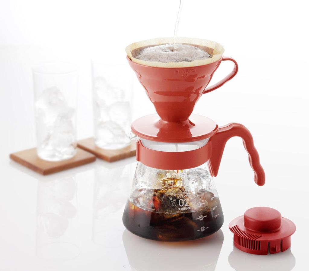 Набор кофейного сервера HARIO V60 02, Кофе-дрип, 1-4 чашки, Красный, VCSD-02R