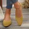 Pointed Toe Flat Shoes Women Solid Color Knitted Slip On Shoes Casual Breathable Ballet Flats Women Loafers Comfort Ladies Shoes