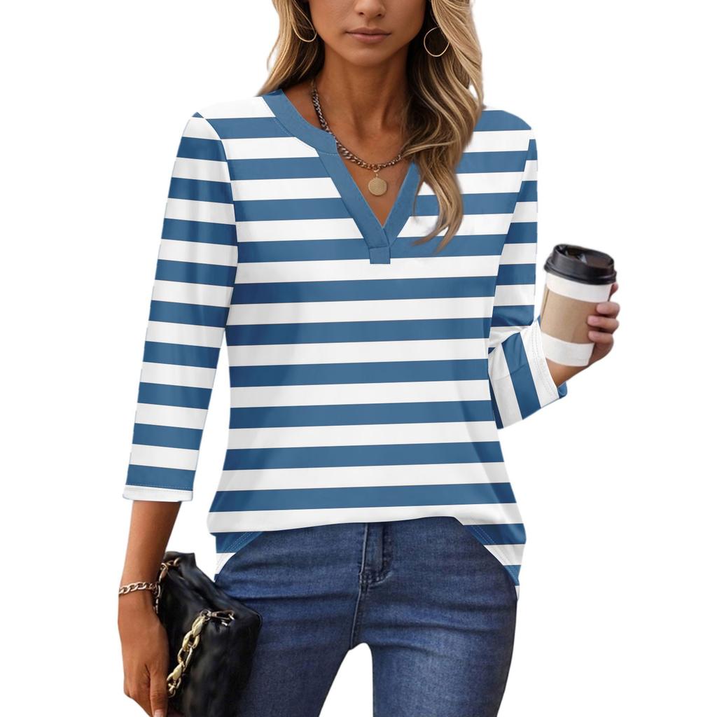 Рубашки с рукавом 3/4 для женщин, футболки, блузки, повседневные базовые топы больших размеров, пуловер, женские туники-блузки