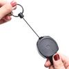 Badge Reel Pull Keychain Retractable Id Holder Security Card Clip Key Ring Black